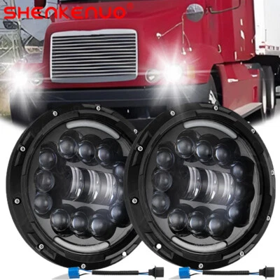 For Freightliner Century Class 122SD Coronado 7inch Round LED Headlights Pair - Image 1 of 4