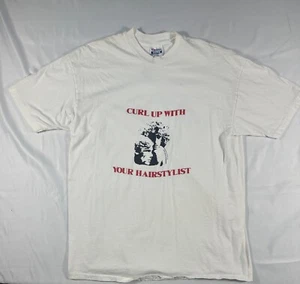 Camiseta Gráfica Vintage Hecha en EE. UU. "Curl Up W/ Your Hairstylist" XXL Puntada Única - Imagen 1 de 10