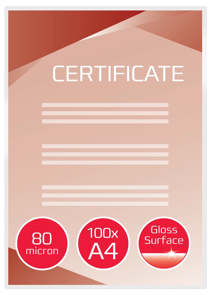 100x GBC Laminiertaschen Folien 216 x 303 mm A4 2 x 80 Micron glänzend glasklar