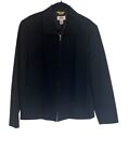 Talbots Jacket Blazer Black Lined Zip Up Women Size 10 Classy