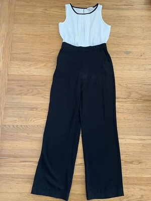 Nuevo mono mameluco plisado blanco negro talla 0 ANN TAYLOR Loft para mujer Foto 1 de 4