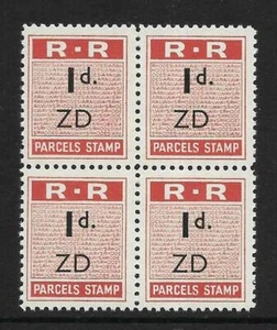 SELLOS DE PAQUETE FERROVIARIO RHODESIA, 1951, 1d CON ZD, ZIMBA, sin montar o nunca montado bloque 4 - Imagen 1 de 1