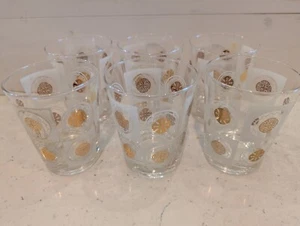 Set of 6 Vintage Cocktail/Water Glasses - Gold Leaf & White Enamel - Bild 1 von 6