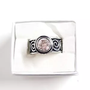 Anillo Silpada Plata Esterlina Auténtico Circonita Circonita Talla 7 Banda Gruesa de Pergamino - Imagen 1 de 7