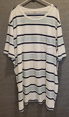 全新 Sonoma 男式 Big & Tall 4XB The Supersoft T 恤短袖白色海军蓝条纹 — 第 1/4 张图片