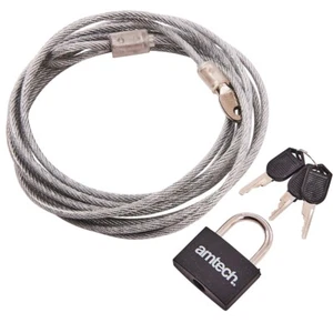 3M CABLE LOCK + PADLOCK Long Nylon Coated Steel Weatherproof Bike Bicycle Lock - Picture 1 of 3