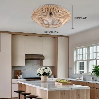 18Inch Caged Ceiling Fan Light， Wood Chandelier Farmhouse -Simplicity Lamps - Image 1 of 4