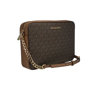 Nuevo con etiquetas Bolso Bandolera Michael Kors Jet Set MK Signature Marrón Grande EW - Imagen 1 de 9