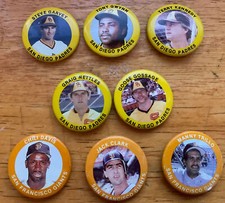8X  1984 Padres & Giants Fun Foods Baseball Buttons Gwynn Gossage Clark Trillo