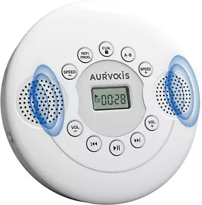 Portable CD Player with Bluetooth Dual Speakers Mini Boombox Rechargeable White - Picture 1 of 5
