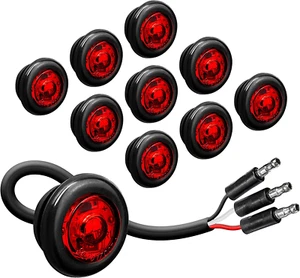 10pc 3/4 Inch Round Trailer LED Marker Light 3 Wire/Turn Brake Tail Lights Set - Picture 1 of 12