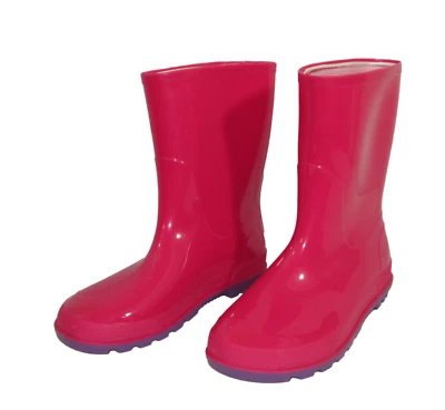 Girls Rain Boots Size 13-1 Waterproof Pink Mid Calf Canada Purple Bottom - Image 1 of 4