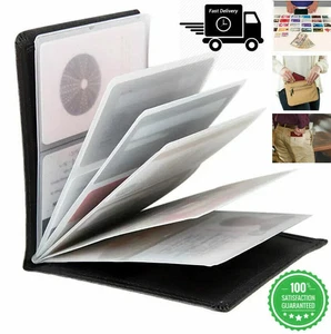 Amazing Slim Wallet Thin Wonder RFID Secure Men Women Black Leather Cards holder - Picture 1 of 5