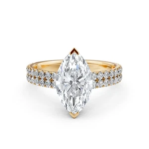 Anillo de compromiso con pavé francés de diamantes naturales marquesa color GIA G VS2 1,23 ctw - Imagen 1 de 3