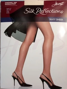 Hanes Silk Reflections Silky Sheer Control Top Sandalfoot 717 Size CD Pearl - Picture 1 of 8