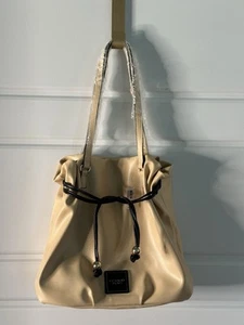 NEW VICTORIA'S SECRET CINCH-TOP TOTE PURSE~FAUX LEATHER~VERY SOFT~LIGHT TAN - Picture 1 of 5