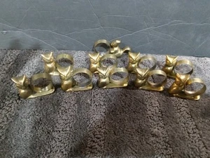 Vintage Set Of 10 Brass Owl Holder Rings - Picture 1 of 5