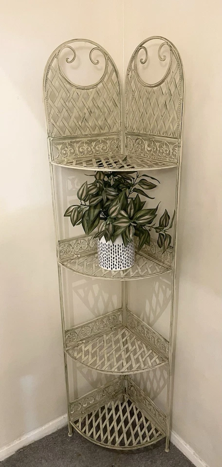 Wrought Iron Plant Stand Corner Shelf 4 Tier Vintage  - Image 1 of 4