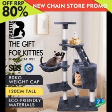 Beastie Cat Tree Scratching Post Scratcher Tower Condo House Furniture Wood 121