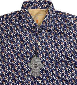 Men's Visconti Black  S/S Shirt S Small Allover Deep Sea Diver Print NEW Nice - Picture 1 of 8