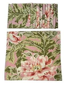 12 April Cornell Cotton Dinner Napkins Tropical Floral 15" x 17" Pink Green Lot - Picture 1 of 5