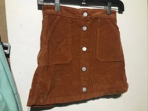 Old Navy Cordoroy Girls L 10-12 Snap Pockets Burnt Orange Mini Skirt VGUC!!!! - Picture 1 of 3