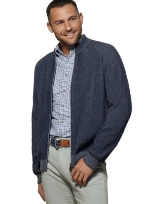 Chaqueta cárdigan Johnnie O Hobson a rayas azul índigo para hombre talla XL $268 Foto 1 de 4