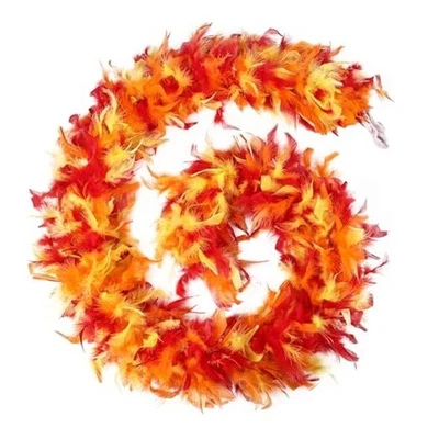 Boas Pluma Fuego Multicolor 2 Yardas Pavo Chandelle Amarillo Rojo Naranja 120g Foto 1 de 4