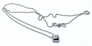 18k Weißgold klarer Saphir kleiner Anhänger 18" Kette Halskette ~ 2,9 g. - Bild 1 von 10