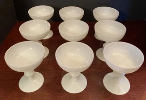 9 VTG FRENCH PORTIEUX VALLERYSTHAL WHITE OPALINE GLASS SHERBET CHAMPAGNE - Picture 1 of 17