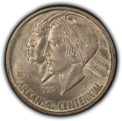 1936 50c Arkansas Centennial Commemorative Silver Half Dollar - BU - SKU-C1254 - Image 1 of 4