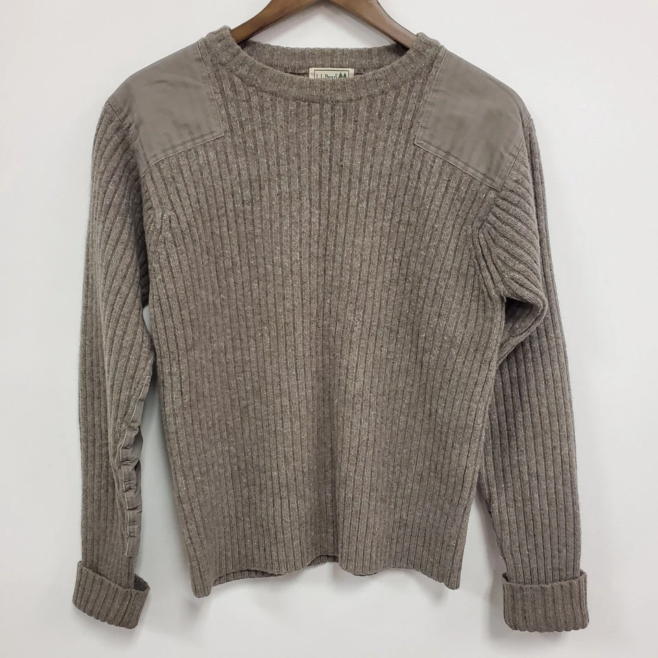 Suéter Comando Lana Merino LL Bean Para Hombres De Colección Talla M Parches Acanalados Capas Foto 1 de 4