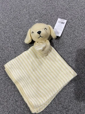 Carters Knit Puppy Dog Security Blanket Tan Yellow Striped Baby Lovey Lovie NEW - Image 1 of 4