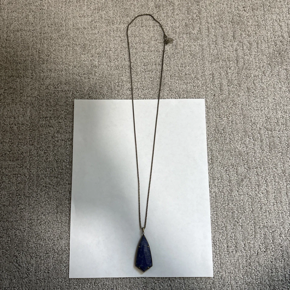 Kendra Scott Women's Nola Short Pendant Necklace Gold/Blue Drusy - Image 1 of 2