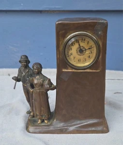 Rare Brainard & Wilson B&W U S A Figural Clock Spelter Farmer Ticks/Repair - Picture 1 of 13