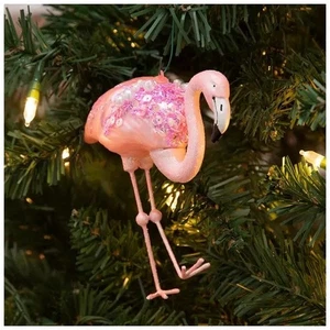 Rosa Glitzer Flamingo Glas Ornament von Robert Stanley 4,32" Höhe x 1,75" Breite x 4,52" - Bild 1 von 2