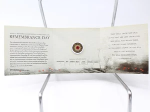 2012 Australia $2 Remembrance Day 'C' Mintmark Red Poppy Coloured Coin On Card - Picture 1 of 4