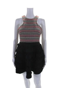 Vestido negro texturizado con cremallera retazos estampado geométrico negro talla S Do + Be para mujer - Imagen 1 de 6