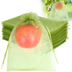 100pcs Fruit Protection Bags 6x9 inch, Green Netting Cover Bags Drawstring Me... - Picture 1 of 5