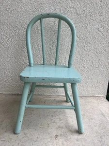 Vintage Bentwood Doll/Child Chair Primitive Hand Made Furniture,Robin Egg Blue  - Picture 1 of 10