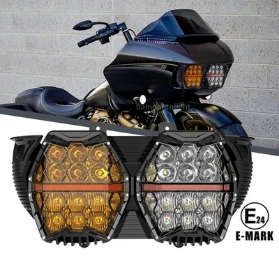Faro doble ámbar/claro para Harley Davidson Road Glide 2015-2023 Honeycomb Foto 1 de 4