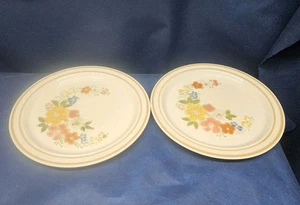 Vintage 1970's Sweet Flowers Collection Stoneware By Japan Set/2 Dinner Plates - Picture 1 of 5
