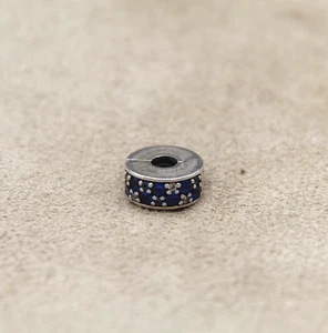 Pandora Sterling Silver Shining Elegance Blue Pave Clip (791817NSBMX) *Pre-Owned - Picture 1 of 5