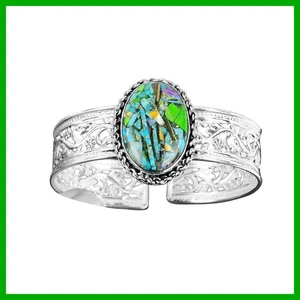 Daughters Day Deal Fiesta Kingman Turquoise Stone New Bangle Bracelet 925 Silver - Bild 1 von 13
