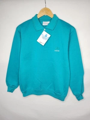 BNWT Vintage 80s Adidas Polo Sweater Women's Size Medium Turquoise Trefoil - Image 1 of 4