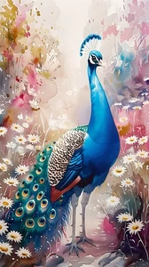 Fantasy Peacock Flower Printed On Canvas Prints Painting Wall Art Home Decor - Picture 1 of 8