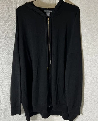 Chelsea Theodore Women’s Sz L Oversized Hooded Zip Batwing Sleeve Cardigan Wool - Image 1 of 4