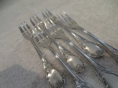 6 tenedores de pastelería Christofle Marly 16 cm chapados en plata vintage 1990 Foto 1 de 4