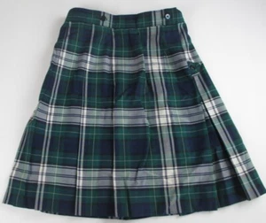 LANDS END Evergreen/Ivory School Uniform Custom Plaid Kilt Girls 12 NEW - Picture 1 of 5