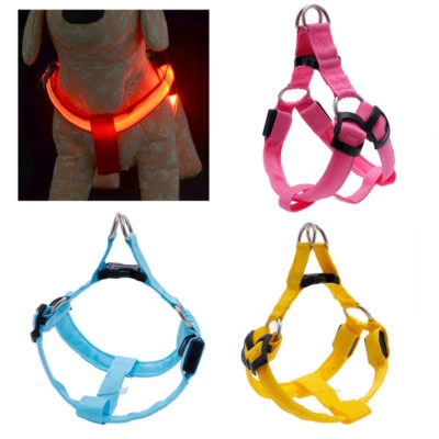 NEW TECH JUNKIES RECHARGEABLE HARNESS LED GLOW dog pet night safety light-up S M L XL micro usb
